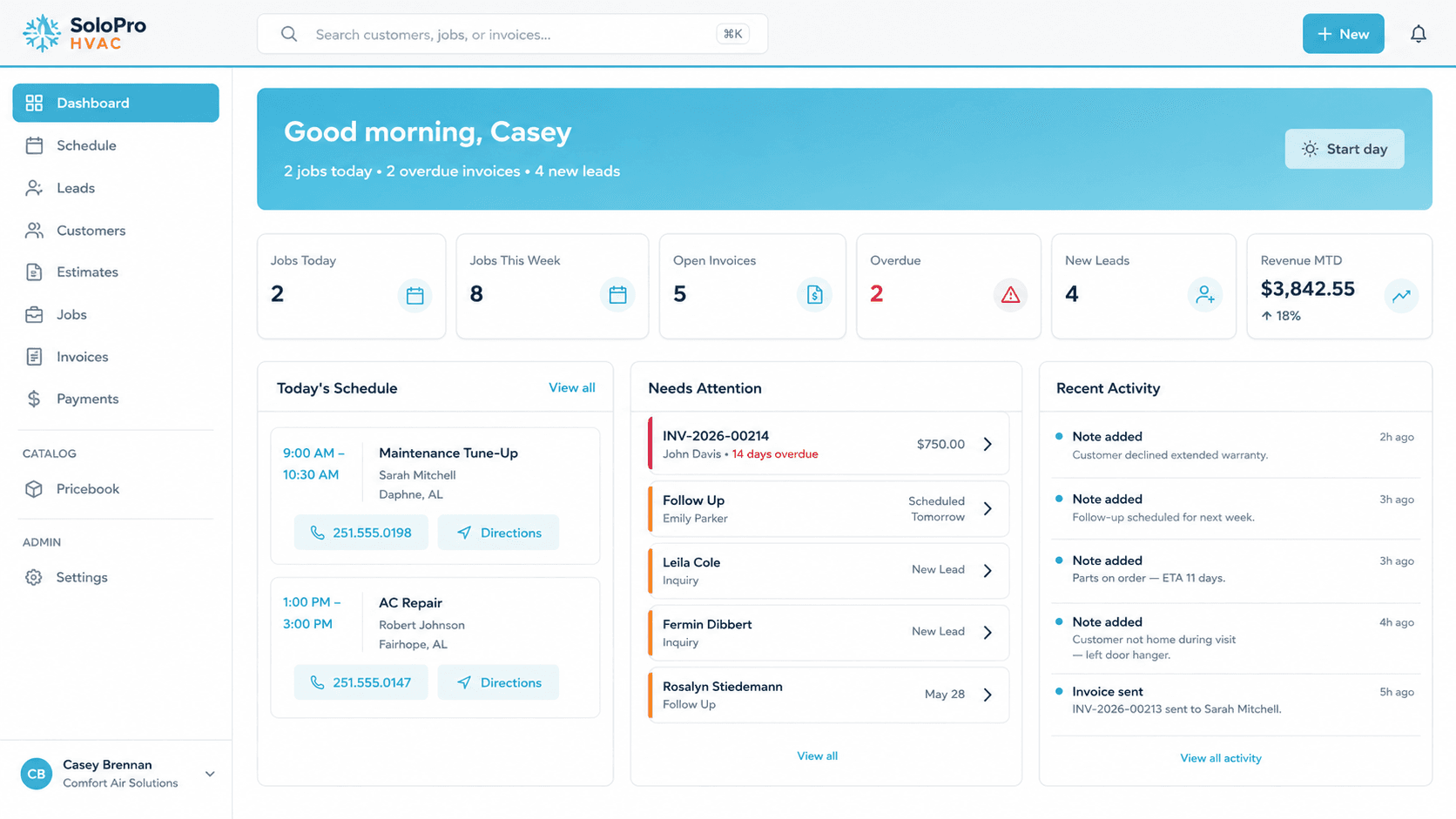 SoloPro web dashboard
